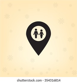 Map pointer with man and woman icon.