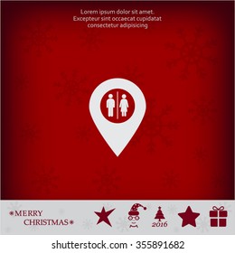 Map pointer with man and woman icon.