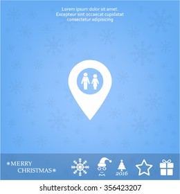 Map pointer with man and woman icon.