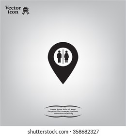 Map pointer with man and woman icon.