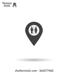 Map pointer with man and woman icon.