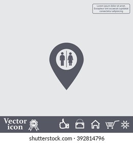 Map pointer with man and woman icon.