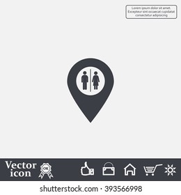Map pointer with man and woman icon.