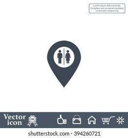 Map pointer with man and woman icon.