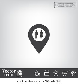 Map pointer with man and woman icon.