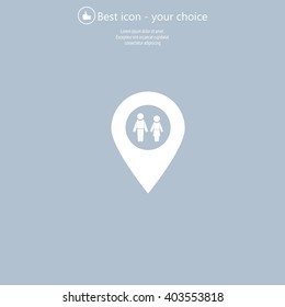 Map pointer with man and woman icon.