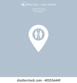 Map pointer with man and woman icon.