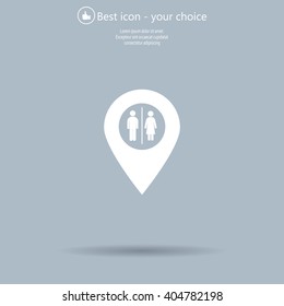 Map pointer with man and woman icon.