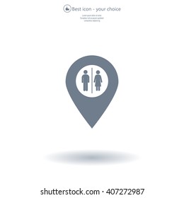 Map pointer with man and woman icon.