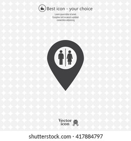 Map pointer with man and woman icon.