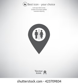 Map pointer with man and woman icon.