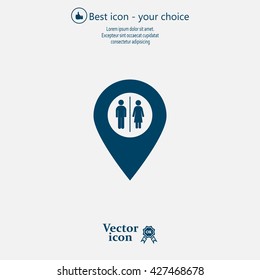 Map pointer with man and woman icon.