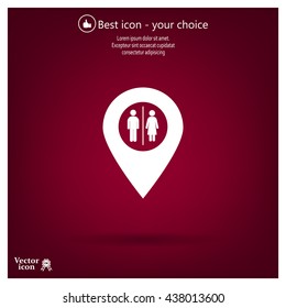 Map pointer with man and woman icon.