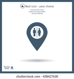 Map pointer with man and woman icon.