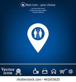 Map pointer with man and woman icon.