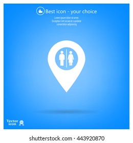 Map pointer with man and woman icon.