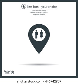 Map pointer with man and woman icon.