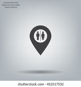 Map pointer with man and woman icon.