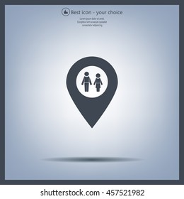 Map pointer with man and woman icon.