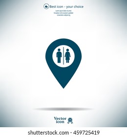 Map pointer with man and woman icon.