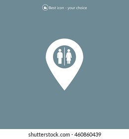 Map pointer with man and woman icon.