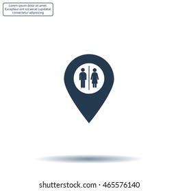 Map pointer with man and woman icon.