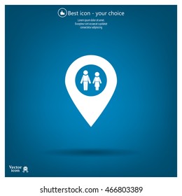 Map pointer with man and woman icon.