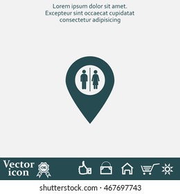 Map pointer with man and woman icon.