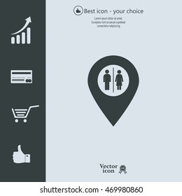 Map pointer with man and woman icon.