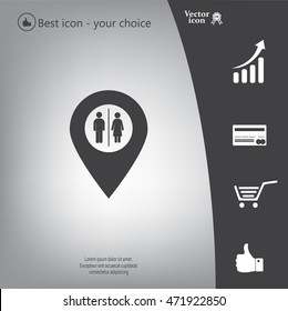 Map pointer with man and woman icon.