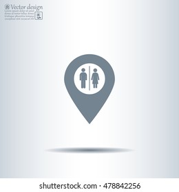 Map pointer with man and woman icon.