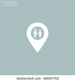 Map pointer with man and woman icon.