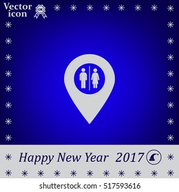 Map pointer with man and woman icon.