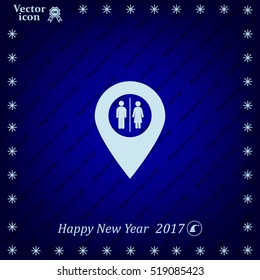 Map pointer with man and woman icon.