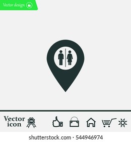 Map pointer with man and woman icon.