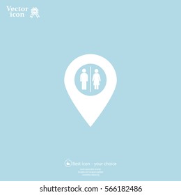 Map pointer with man and woman icon.
