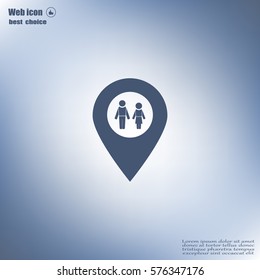 Map pointer with man and woman icon.