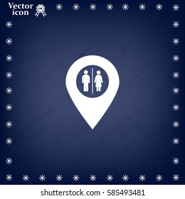 Map pointer with man and woman icon.