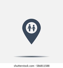 Map pointer with man and woman icon.