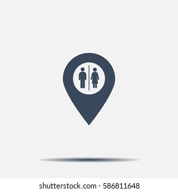 Map pointer with man and woman icon.
