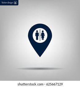 Map pointer with man and woman icon.