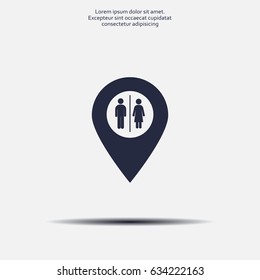 Map pointer with man and woman icon.