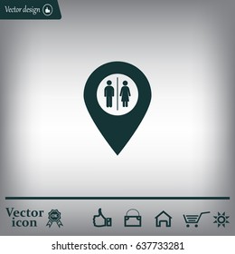 Map pointer with man and woman icon.