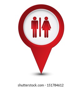 Map pointer with man and woman sign icon