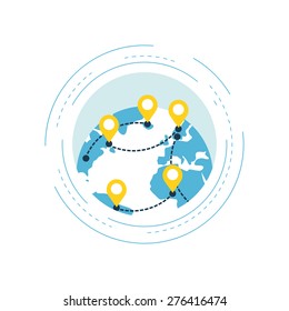 Map pointer mark with globe