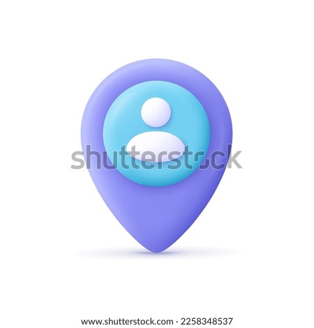 Map pointer marker, pin with a person, user icon. People location concept. 3d vector icon. Cartoon minimal style.