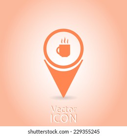 Map pointer. Map markers. Icon coffe mugs. Flat design style. Made in vector