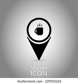 Map pointer. Map markers. Icon coffe mugs. Flat design style. Made in vector