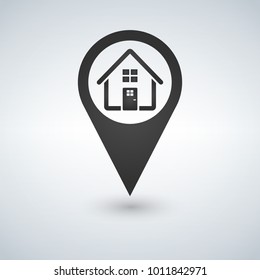 Map pointer. Map markers. Icon home. Flat design style. Made in vector.