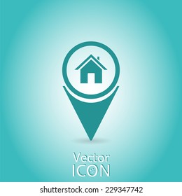 Map pointer. Map markers. Icon home. Flat design style. Made in vector